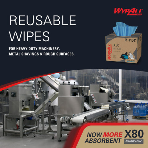 PowerClean X80 Cloths Heavy Duty Wipes Brag Box Blue 152 Sheets Per Box Extra Absorbent Wipes For Auto Shop Cleaning