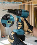 Badass Heavy Duty Cordless Pop Rivet Gun Workhorse with one-button reverse function for easy rivet removal.