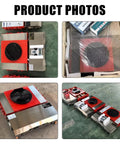 Heavy Duty Electric Machine Dolly Skate With 360 Rotating Wheels For Moving Large Equipment In Warehouse Or Factory Without Breaking Your Back, multiple angles visible.