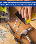 316 Stainless Steel Dowel Pins, 12 Pcs, 6x12 Mm on workbench with measuring tools, saw, hammer, DIY project setting