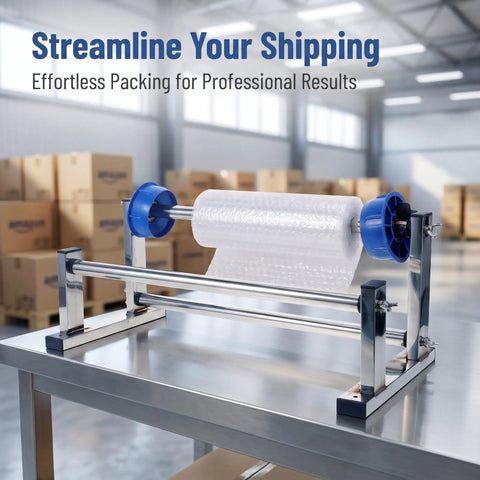 Manual Stretch Wrap Dispenser For Cargo Packaging Film And Wrapping Supplies Desktop Film Support Rack Pro Grade metal frame on table