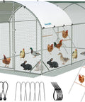Essential Series 18x9x6.6ft Metal Chicken Coop Run With Climbing Ladder, PVC Coated Wire, and UV Cover for Poultry and Rabbits