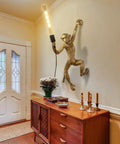 Dope Modern Resin Monkey Wall And Table Lamp With Hemp Rope Pendant Light For Home Decor White Finish in entryway