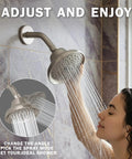 Woman adjusting Ultimate Shower Head With Six Power Spray Patterns Including Mist For Real High Pressure Boost, brushed nickel