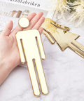 Brushed Gold Restroom Signs For Men And Women Set With Self Adhesive Backing Durable Plastic ABS held in hand