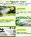 Battery Powered Sprayer Wand With 32 Ft Hose And 3 Adjustable Speeds For Easy Garden Watering, nozzle options overview