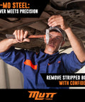 Mechanic using 5 Piece Screw Extractor Set For Stripped And Damaged Screws Easy Out Spiral Extractors In CrMo Alloy Steel