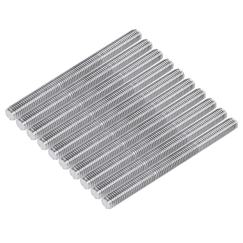 Pro Grade M10 Fully Threaded Rods 304 Stainless Steel 150Mm 1.5mm Pitch Pack Of 5 laid out in a row, showing durable design.