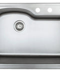 Offset Single Bowl Topmount Stainless Steel Kitchen Sink 18 Gauge Built Tough With Scratch Resistant Matte Finish, top view.