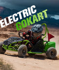 Child riding Hardcore Electric Go Kart With 1000W Brushless Motor, 48V Battery, off-road on dirt terrain with race steering wheel