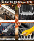 Steps for using Heavy Duty Grill Brush And Scraper With 18 Inch Adjustable Handle For Outdoor Gas And Charcoal Grills Bottle Opener Included No Mess Cleanup Extra Strong Grill Cleaner For Grates And Racks