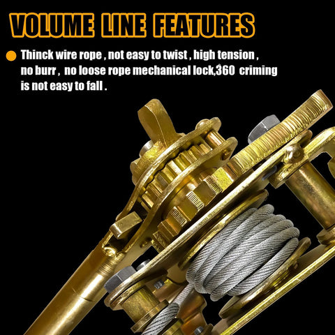 2 Ton Come Along Cable Winch Puller Heavy Duty Hand Puller With 2 Hooks 4400 Lbs with double metal gear ratchet detail view