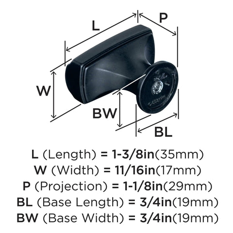 Bring Some Serious Swagger To Your Cabinetry With Professional Grade Solid Zinc Black Bronze 1 3/8 Inch Cabinet Knobs dimensions infographic.