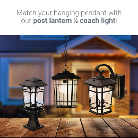 Outdoor LED Pendant Light 3000K Warm 800 Lumens Farmhouse Porch Hanging Fixture With Industrial Open Frame Vintage Loft Vibe