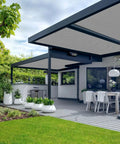 8 By 10 Foot Outdoor Sun Shade Cloth With Grommets For Patio Carport And Backyard Grey Shade Sail That Blocks Up To 95 Percent UV Rays Keeps Kids Cars And Plants Chill In The Sun installed over a patio