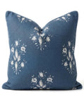 Dark Blue Floral Chinoiserie Pillow Cover 20-Inch Square Throw Pillow Case for Coastal Grandmillennial Decor Navy and White Block Print Accent for Living Room Durable Upholstery Fabric front view