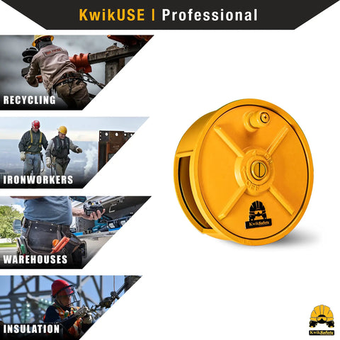 Aluminum Tie Wire Reel Kit With Diagonal And Lineman Pliers Reel Pad And Safety Belt for ironworkers shown with yellow reel.
