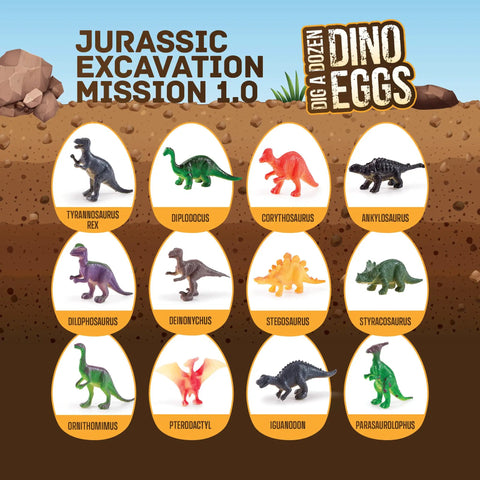 Dig Up 12 Dino Eggs And Uncover 12 Unique Dinosaur Models With A Totally Hands On Dino Dig Kit For Kids Aged 3 To 12 STEM Science Play