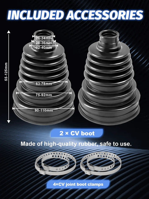 Pro Grade Pneumatic CV Joint Boot Installation Tool Kit With Expander And Two Boot Repair Sets, rubber CV boots and clamps