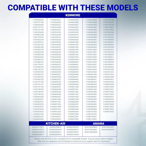 Compatibility list for Askoll M75 Washer Drain Pump Motor Replacement For Front Load Washers - Plug-N-Play Direct-Fit.