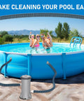 Family enjoying above-ground pool with 2 Pack 1.25 Inch EVA Pool Pro Grade Hoses With 2026 Upgrade Flexible Tube Head connected