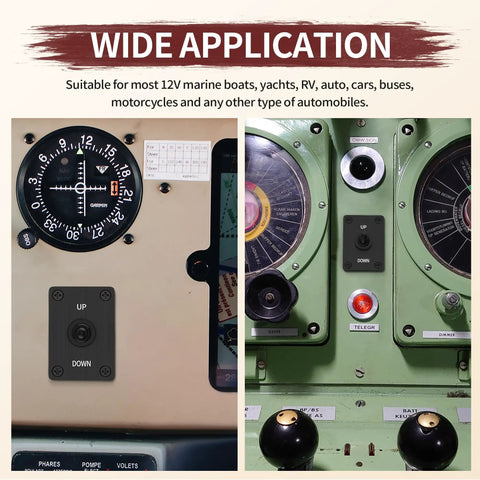 Momentary 3 Position Toggle Switch 12V DC 30A SPDT Waterproof with up down panel mount in marine dashboard