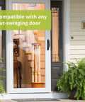 DX Screen And Storm Door Pull Handle With Latch Lock For Out Swinging Doors Black Finish Inside Latch With Night Lock For Added Security And Easy In And Out on white storm door