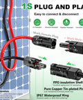 30 Ft 10AWG Solar Extension Cable With Tin Coated Copper PV Wire And Waterproof Male And Female Connectors For Home Boat And RV