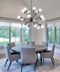 Black Modern Sputnik Chandelier With 18 Lights, 360 Degree Adjustable Angles in dining room setting