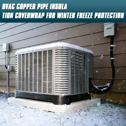 Three Layer HVAC Copper Pipe Insulation Cover With Durable 600D Oxford Shell on outdoor AC unit in snowy setting