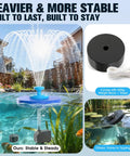 Floating Pond Fountain With LED Lights Plug In Aerator Pump For Ponds And Pools Twenty Four Seven Steady Spray Large Outdoor Water Feature With Anchor Garden Pond Accessory 33 Ft Cord shown with stability components.