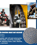 Heavy Duty 415H Motorized Chain, 110L Universal Fit for Dirt Bikes, Pit Bikes, ATVs, with chain image and ATV rider