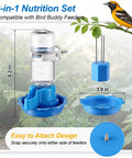 Three In One Bird Nutrition Set with Water Fountain, Fruit Spike and Jelly Tray Feeder for Outdoor Backyards, blue design