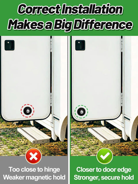 Installation guide for Magnetic Door Catch For Campers And Trailers Easy Install Door Stopper Kit With Adhesives And Screws Included