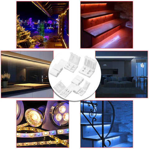 40 Pieces 8mm 2 Pin LED Strip Connectors Set With L Shape T Shape Gapless Solderless Adapters For 3528 2835 RGB LED Strips