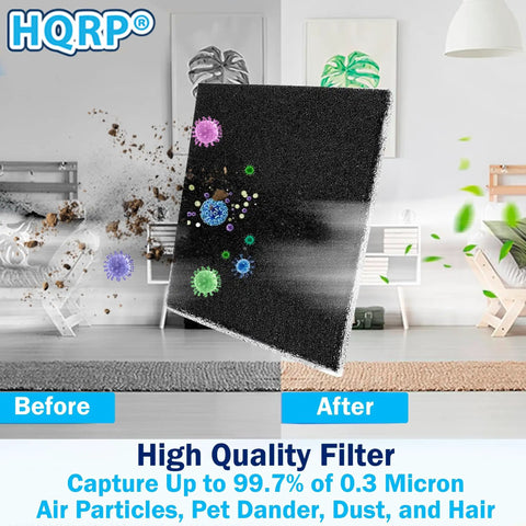 4 Pack Foam Filters For Kenmore 86883 Canister Vacuum Cleaners illustrating dust and particle capture before and after use.