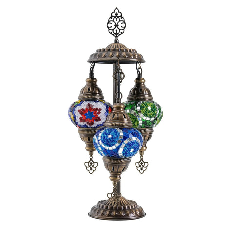 Turkish Mosaic Table Lamp With Bulb Included Dope Anatolian Star Three Globe Light For Living Room Decor Antique Bronze Finish Handcrafted