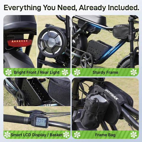 Detailed view of R7 Electric Bike For Adults With 750W Motor Top Speed 25 MPH Up To 50 Mile Range Per Charge 20 Inch Fat Tires UL Certified