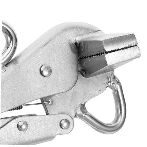Close-up of Adjustable Auto Body Sheet Metal Clamp Tool For Welding with wide flat duckbill design, ideal for vehicle maintenance and repair.