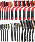 30 Piece Wire Brush Set With Nylon Stainless Steel And Brass Bristles And Curved Handles For Rust Paint Grout And Dirt Removal