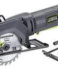 Genesis Mini Circular Saw 4.0 Amp 4-1/2 Inch With 24-Tooth Carbide Blade, Rip Guide, Vacuum Adapter, And Wrench, One-Hand Grip
