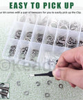 Heavy Duty C Clip And E Clip Snap Ring Set Kit 303 Pcs With 21 C Clip Sizes M4 To M28 And 10 E Clip Sizes 1.5mm To 10mm Plus Tweezers
