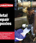 Aluminum-Filled Metal Repair Kit With Epoxy Putty And Structural Adhesive, Gray, repairing a metal pipe joint outdoors.