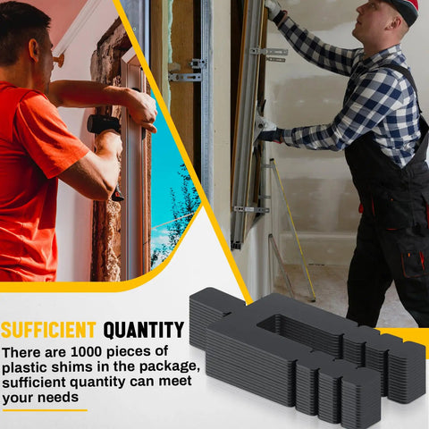 Bulk 500 Pack Stackable Black Door And Window Shims, 1/16 In X 3.5 In Plastic Spacers for easy window installation.