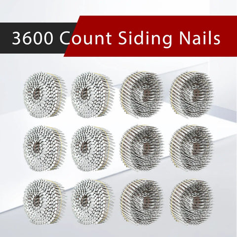 1-1/2 Inch Siding Nails 3600 Count, 15 Degree Wire Collated Coil, Full Round Head, Hot Dipped Galvanized Exterior Fasteners