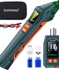 Plug And Play Circuit Breaker Finder With GFCI Outlet Tester And Manual Trip Remote Quick Learn Scan Mode Panel Mapper With Loud Buzzer And Vibe Alerts For Tight Electrical Jams, showcasing device and accessories in use.