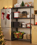 Beefy Heavy Duty 1400 Lbs 4 Tier Metal Wire Shelving Rack in kitchen, holding appliances and food items, with Christmas decor.