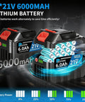 6.0Ah lithium battery for Cordless 5 Inch Angle Grinder Kit With 2x6.0Ah Batteries 125mm 10000 RPM Brushless Motor