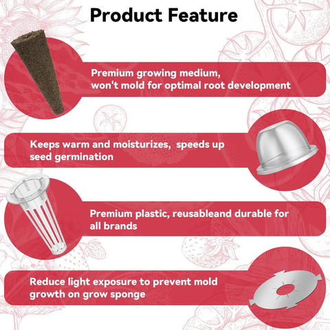 Hydroponic Seed Pod Kit For All Systems With Seven Pods And 350 Seeds Plus features premium growing medium and durable plastic components.