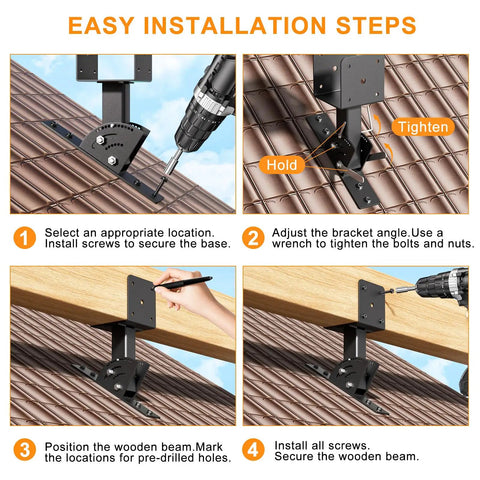 Pergola Roof Rise Bracket Kit With Adjustable Angle Mounts For 4x4 And 4x6 Lumber 3 Pack DIY Patio Cover Support Brackets To Elevate Your Outdoor Space And Secure Rooftop Mounts